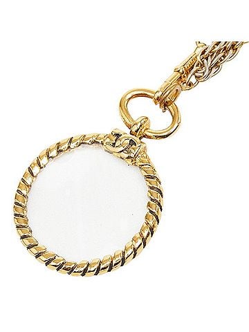 Chanel Chanel Coco Mark Chain Magnifying Glass Necklace Gold Plated GP Women's CHANEL (view 1)