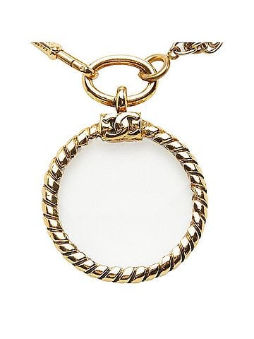 Chanel Chanel Coco Mark Chain Magnifying Glass Necklace Gold Plated GP Women's CHANEL (view 2)