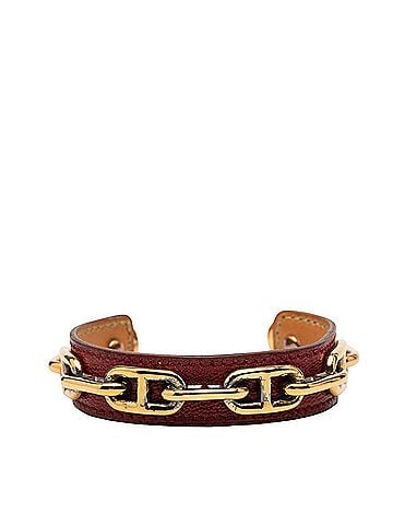 Hermès Hermes Chaine d'Ancre Bangle, Gold and Red Plated Leather Women's HERMES (view 1)