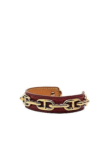 Hermès Hermes Chaine d'Ancre Bangle, Gold and Red Plated Leather Women's HERMES (view 2)