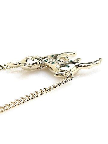 Chanel Chanel Bambi Necklace, Metal, Faux Pearl, Gold, Off-White, Green, Women's, e61950a (view 2)
