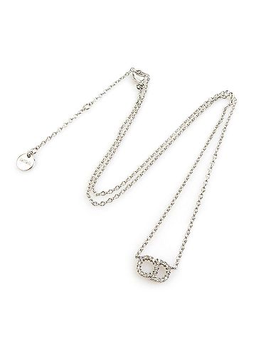 Christian Dior Christian Dior necklace, metal, rhinestone, silver, women's, e61960 (view 2)