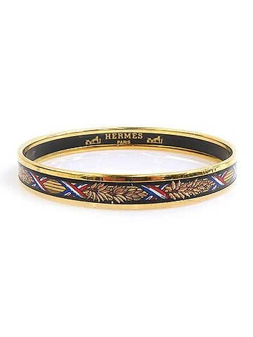 Hermès Hermes HERMES Bangle Bracelet Email Metal Enamel Gold Black Women's e61953a (view 1)