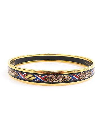 Hermès Hermes HERMES Bangle Bracelet Email Metal Enamel Gold Black Women's e61953a (view 2)
