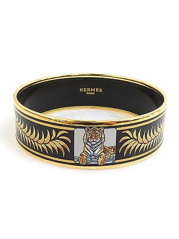 Hermès Hermes HERMES Bangle Bracelet Email Metal Enamel Gold Black Women's e61952j (view 1)