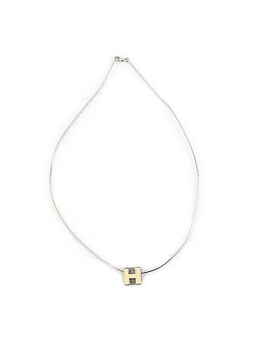 Hermès Hermes HERMES Necklace H Cube Cage d'H Metal Enamel Silver Off-White Women's e61956a (view 2)