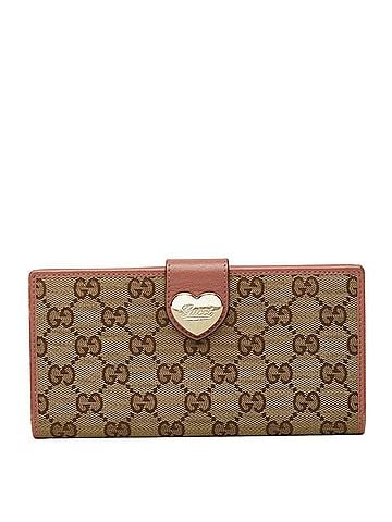 Gucci Gucci GG Canvas Heart Long Wallet 203550 Beige Pink Leather Women's GUCCI (view 1)