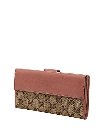 Gucci Gucci GG Canvas Heart Long Wallet 203550 Beige Pink Leather Women's GUCCI (view 2)