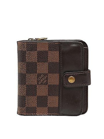 Louis Vuitton Louis Vuitton Damier Compact Zip Bi-fold Wallet, Wallet N61668, Ebene Brown Leather, Women's, LOUIS VUITTON (view 1)