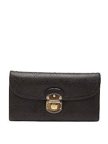 Louis Vuitton Louis Vuitton Monogram Mahina Portefeuille Amelia Tri-fold Long Wallet, Dark Brown Leather, Women's LOUIS VUITTON (view 1)
