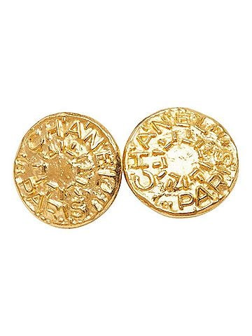 Chanel Chanel Vintage Logo Earrings 95A Gold Plated GP Women's CHANEL (view 1)