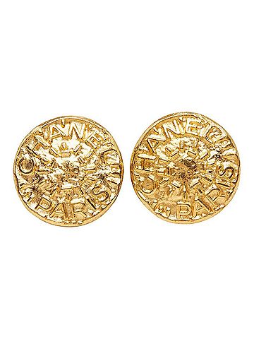 Chanel Chanel Vintage Logo Earrings 95A Gold Plated GP Women's CHANEL (view 2)