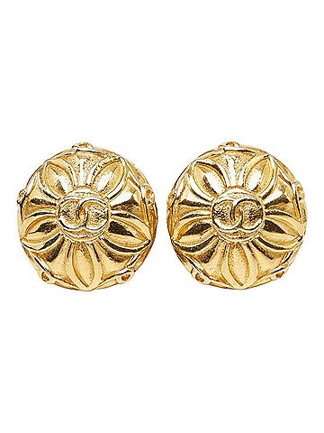 Chanel Chanel Coco Mark Flower Motif Earrings, Gold Plated (GP), Women's. (view 2)