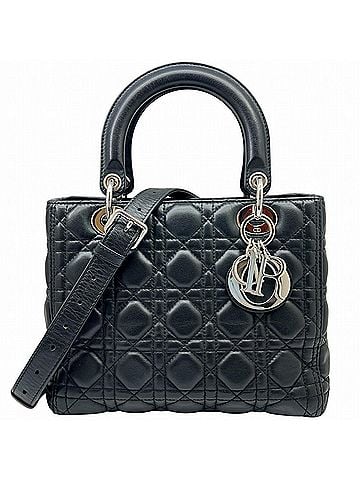 Christian Dior Christian Dior Lady Cannage Lambskin Black 18-MA-0117 Handbag Shoulder Bag for Women (view 1)