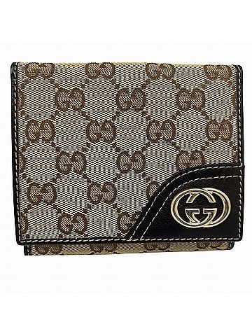 Gucci GUCCI business card holder/card case/coin purse, beige, 181594, canvas and leather, brown, men's women's, Interlocking G (view 1)