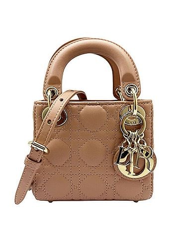 Christian Dior Christian Dior Lady Micro Cannage Lamb Pink Champagne Gold Shoulder Bag for Women (view 1)