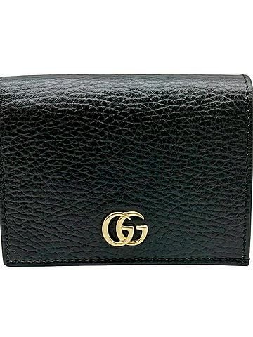 Gucci GUCCI Compact Wallet, Double G Leather, Black, 456126, Mini, Women's/Men's (view 1)