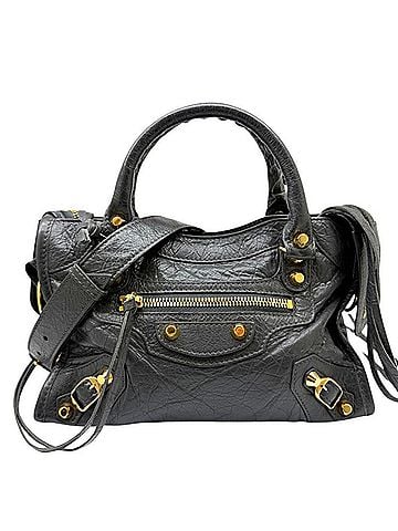 Balenciaga BALENCIAGA Mini City 528147 Arena Lambskin Grey Handbag Shoulder Bag for Women (view 1)