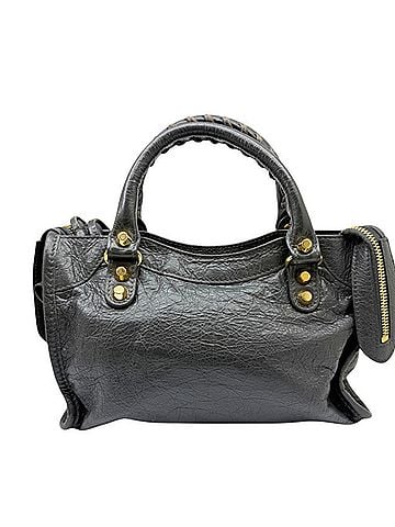 Balenciaga BALENCIAGA Mini City 528147 Arena Lambskin Grey Handbag Shoulder Bag for Women (view 2)