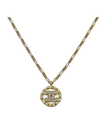 Chanel CHANEL Coco Mark Round Necklace 1982 Rhinestone Gold Color Women's (view 1)