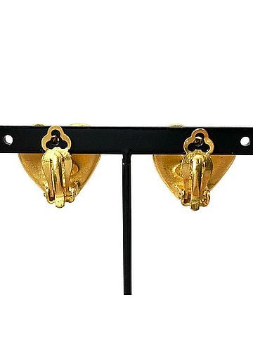 Chanel Chanel Heart Coco Mark Earrings, Metal, 95P Gold, Vintage, Women's (view 2)