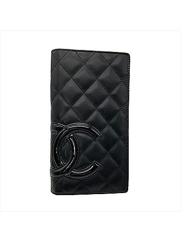 Chanel Chanel Coco Mark Cambon Line Long Wallet, Lambskin, Black with Silver Hardware, Pink, Serial Number 10s, Leather, Women's (view 1)