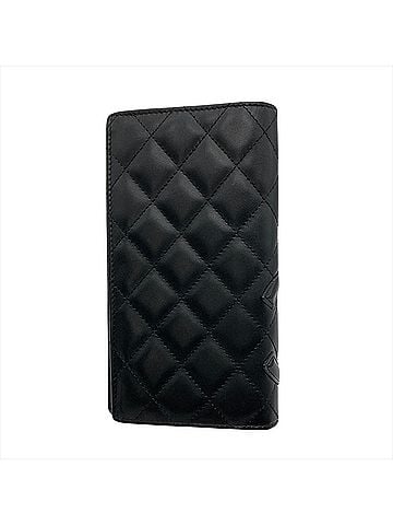 Chanel Chanel Coco Mark Cambon Line Long Wallet, Lambskin, Black with Silver Hardware, Pink, Serial Number 10s, Leather, Women's (view 2)
