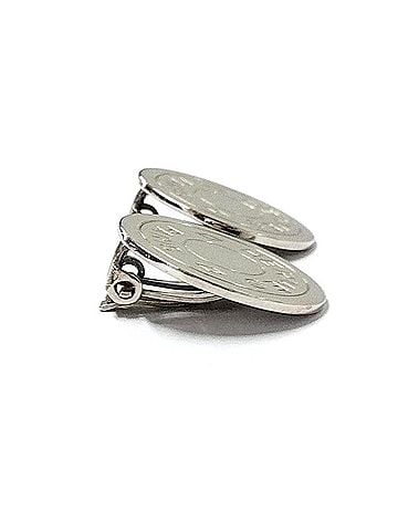 Hermès Hermes Sellier Round Clip-on Earrings, Silver (view 2)