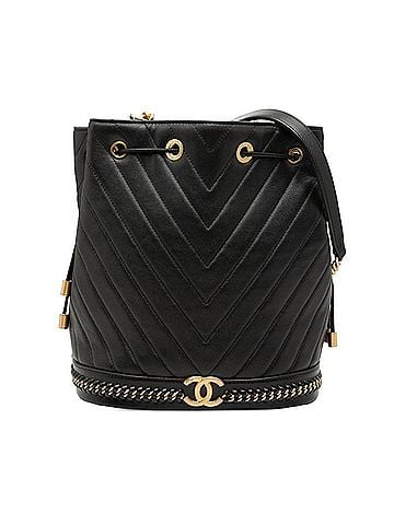 Chanel Chanel Chevron V-stitch Coco Mark Chain Shoulder Bag, Black Lambskin, Women's CHANEL (view 1)