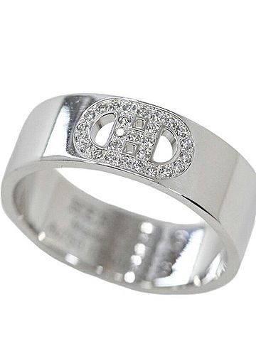 Hermès Hermes Ring H. d'Ancre PM #48 Diamond Chaine K18WG HERMES Women's T5871 (view 2)