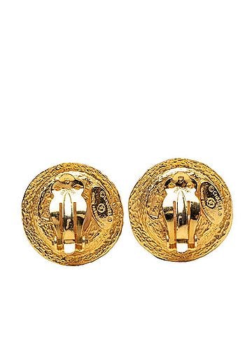 Chanel Chanel Logo Round Circle Earrings, Gold Plated Faux Pearl, GP (Gold) - Women's Earrings (view 2)