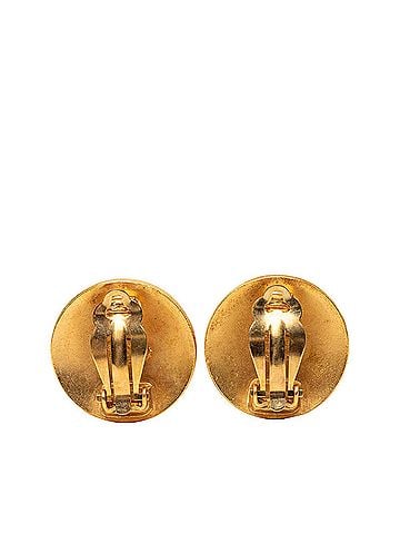 Chanel Chanel Coco Mark Round Earrings Vintage 94P Gold Black Plated GP Women's CHANEL (view 2)