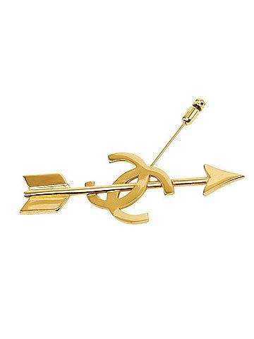 Chanel Chanel Coco Mark Arrow Brooch, Gold Plated, Women's CHANEL (view 1)