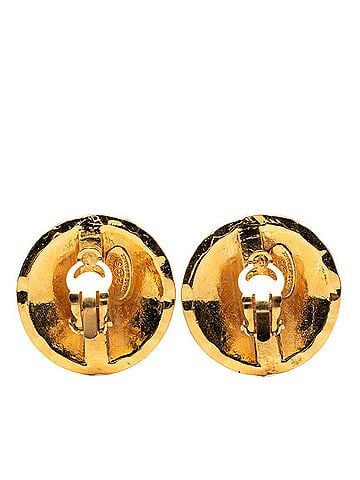 Chanel Chanel Coco Mark Matelassé Round Earrings, Size 23, Gold Plated (GP), Women's. (view 2)