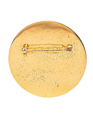 Chanel Chanel COCO Round Brooch, Gold and Black Plated, Women's. (view 2)