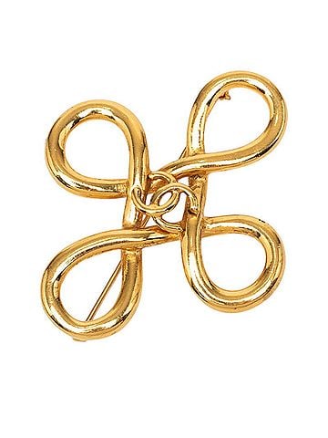 Chanel Chanel Coco Mark Infinity Cross Brooch, Gold Plated (GP), Women's. (view 1)