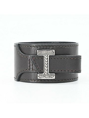 Hermès HERMES Touareg Artemis H Bracelet Bangle, Silver SV925, Leather, Dark Brown (view 2)