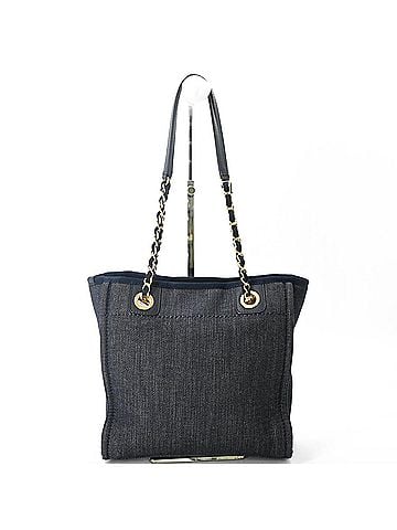 Chanel CHANEL Coco Deauville PM Tote Bag with Chain, Women's, Navy (view 2)