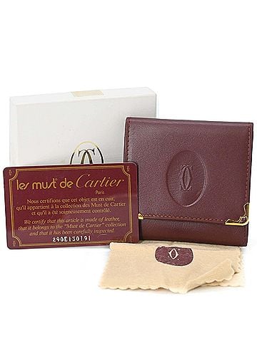 Cartier Cartier Must Line Wallet/Coin Case, Compact Leather Wallet, Women's, Bordeaux, L3000464 (view 1)