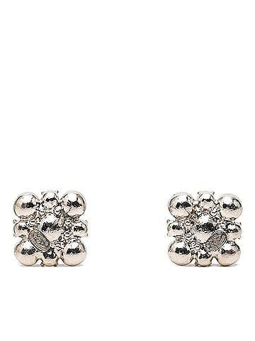 Chanel Chanel Rhinestone Earrings, Silver Metal, Women's (view 2)