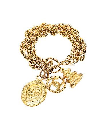 Chanel Chanel Vintage Coco Mark Triple Chain Bracelet Gold Plated Women's CHANEL (view 1)