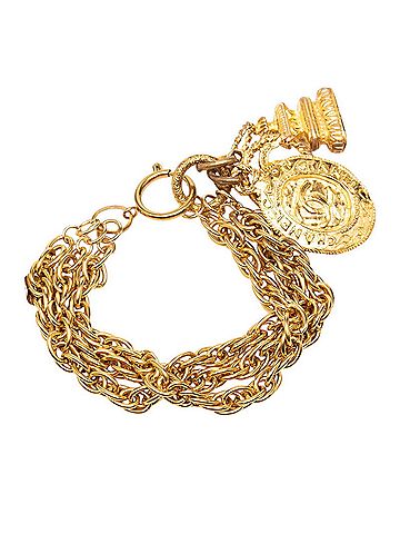 Chanel Chanel Vintage Coco Mark Triple Chain Bracelet Gold Plated Women's CHANEL (view 2)