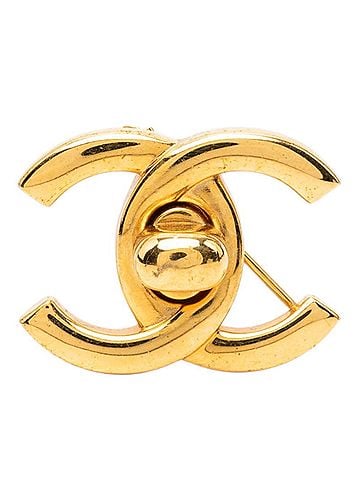 Chanel Chanel Coco Mark Turnlock Brooch Vintage 96P Gold Plated GP Women's CHANEL (view 1)