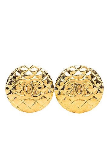 Chanel Chanel Coco Mark Matelassé Round Earrings, Gold Plated (GP), Women's. (view 1)