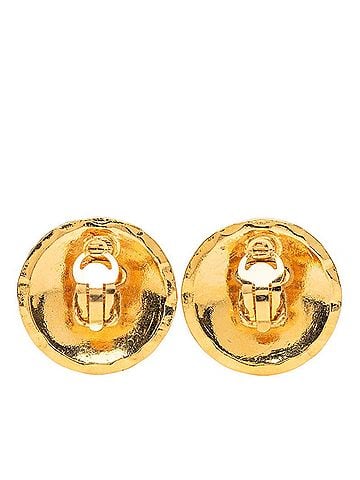 Chanel Chanel Coco Mark Matelassé Round Earrings, Gold Plated (GP), Women's. (view 2)
