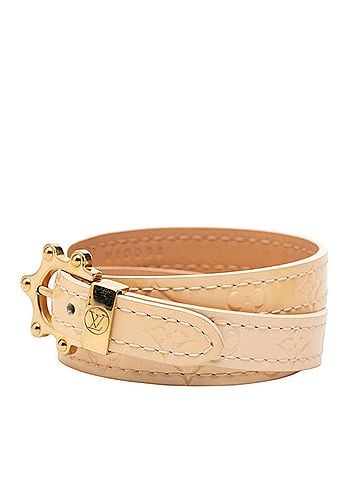 Louis Vuitton Louis Vuitton Vernis Monogram Bracelet Triple Tour M91400 Beige Patent Leather Women's LOUIS VUITTON (view 2)