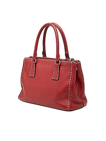 Prada Prada Triangle Logo Plate Handbag Shoulder Bag 2-Way White Stitch BN2863 Red Fuoco Calfskin Women's PRADA (view 2)