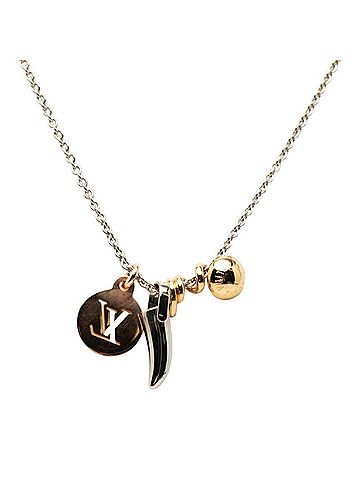 Louis Vuitton Louis Vuitton Safari Charm Chain Pendant Necklace M68106 Silver Pink Gold Metal Plated Women's LOUIS VUITTON (view 2)
