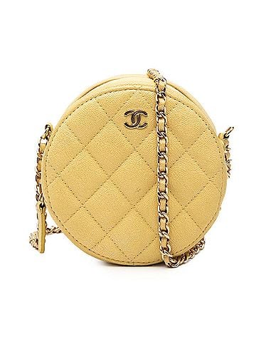 Chanel Chanel Coco Mark Matelassé Crossbody Chain Shoulder Bag, Yellow Caviar Leather, Women's CHANEL (view 1)