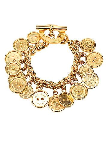 Céline Celine Triomphe Button Motif Bracelet, Gold Plated, Women's (view 1)
